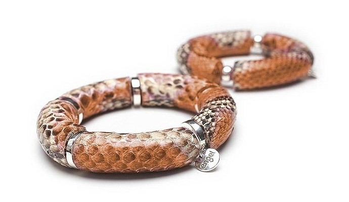 Lederarmband aus braunem Python-Leder